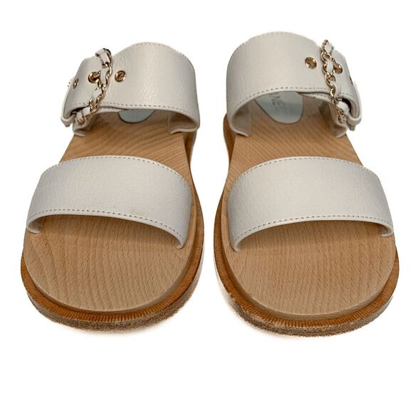 Chanel Interlocking CC Logo Slip On Slide Sandals EU 39 White Gold Chain Mules - Picture 3 of 11